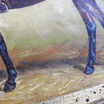 Lot 50 - English school, horse in stable, oil on panel,...