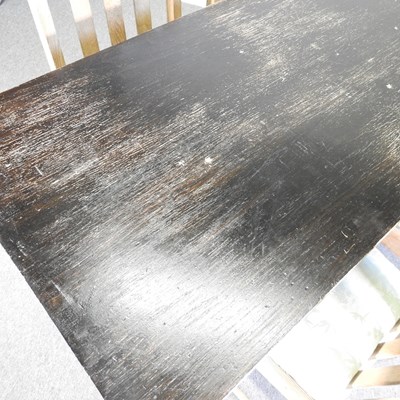 Lot 175 - An oak dining table, together with a set of...