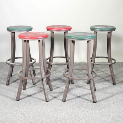 Lot 491 - A set of five metal bar stools (5)