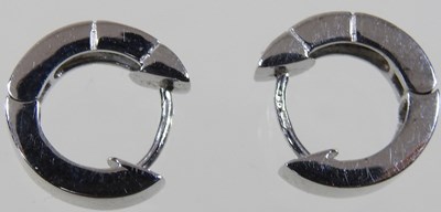 Lot 120 - A pair of 9 carat white gold and aquamarine...