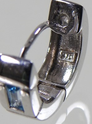 Lot 120 - A pair of 9 carat white gold and aquamarine...