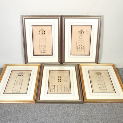 Lot 357 - A collection of architectural prints, 38 x 44cm