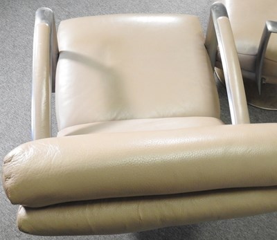 Lot 107 - A pair of 1980's cream leather upholstered...