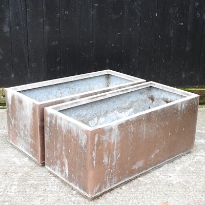 Lot 28 - A pair of copper coloured metal garden...