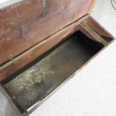 Lot 164 - A small 18th century oak six plank coffer,...