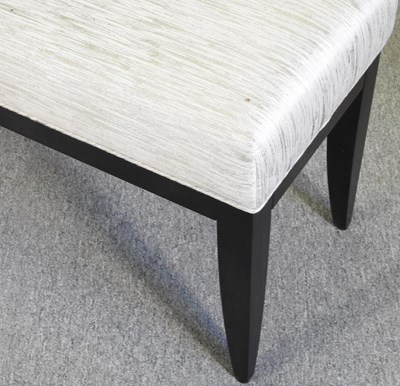 Lot 128 - A modern ebonised stool, with an upholstered seat