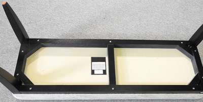 Lot 128 - A modern ebonised stool, with an upholstered seat