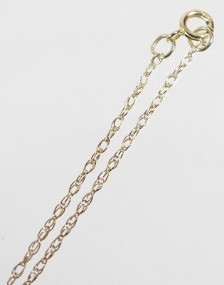 Lot 55 - A 9 carat gold princess cut diamond pendant,...