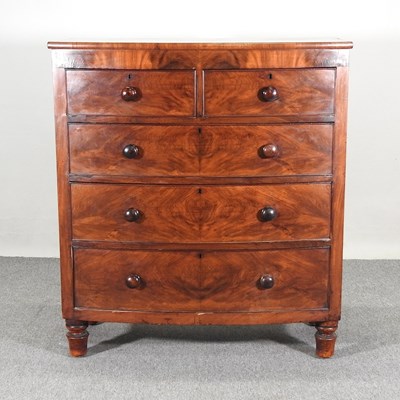 Lot 696 - A 19th century mahogany bow front chest of...