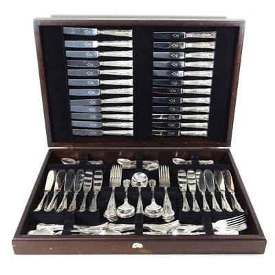 Lot 51 - A silver plated kings pattern twelve piece...