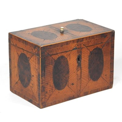 Lot 7 - A George III satinwood and yew tea caddy, with...