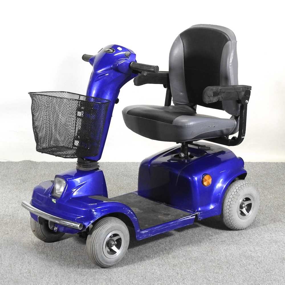 Lot 43 - A blue EGM electric mobility scooter, with...