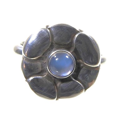 Lot 73 - A silver Georg Jensen Moonlight Blossom ring,...