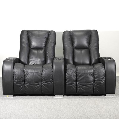 Lot 52 - A Palliser black leather electric reclining...
