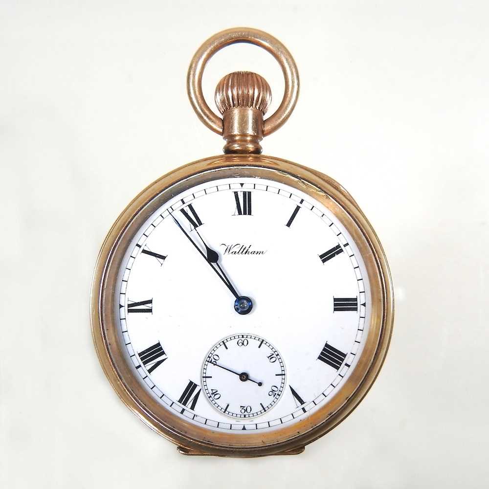Lot 25 - An early 20th century Waltham gold plated open...