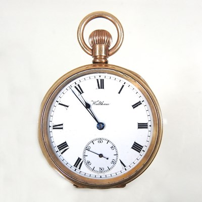 Lot 25 - An early 20th century Waltham gold plated open...