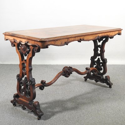 Lot 193 - An ornate Victorian burr walnut centre table,...