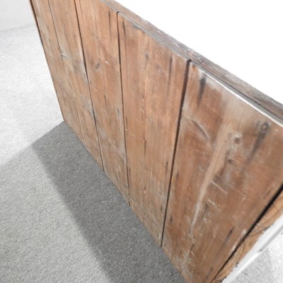 Lot 76 - A blue painted pine dresser base, on a plinth...