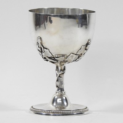Lot 2 - A Victorian Irish silver goblet, having a vyne...