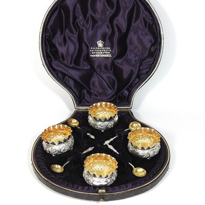 Lot 210 - A set of four Victorian silver open salts,...