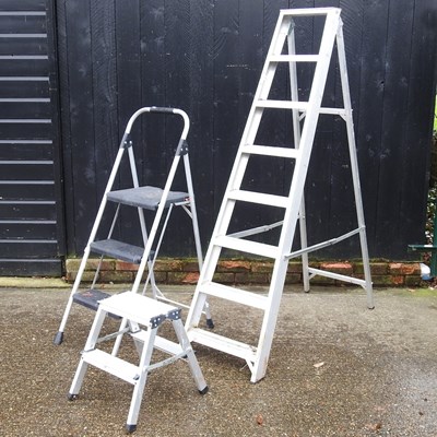 Lot 458 - An aluminium step ladder, 191cm high, together...
