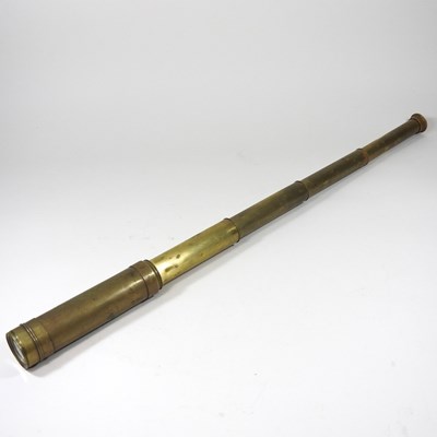 Lot 11 - A brass five draw telescope, 71cm long