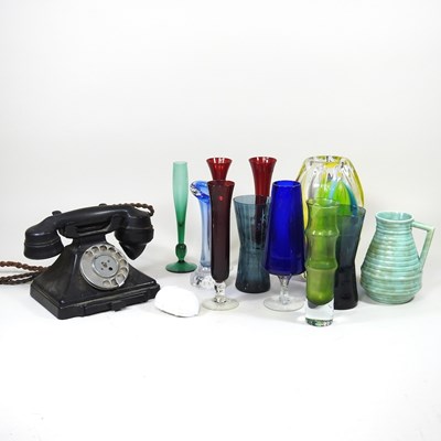 Lot 492 - A vintage bakelite telephone, together with a...