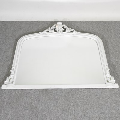 Lot 532 - A cream painted over mantel mirror, with a...