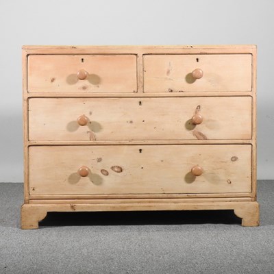 Lot 36 - An antique pine chest of drawers, on bracket feet