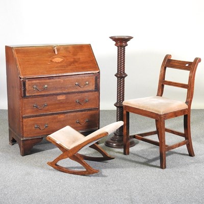 Lot 475 - An Edwardian inlaid bureau, 75cm wide,...