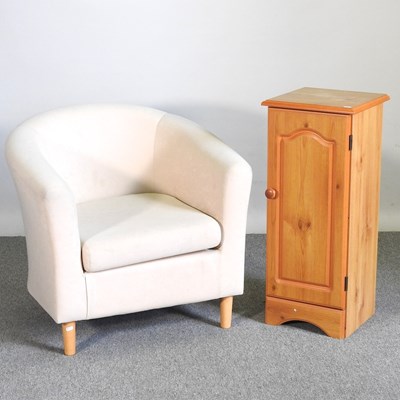Lot 525 - A cream upholstered armchair, together with a...