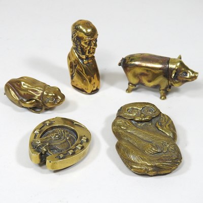 Lot 461 - A brass novelty vesta case, modelled as the...