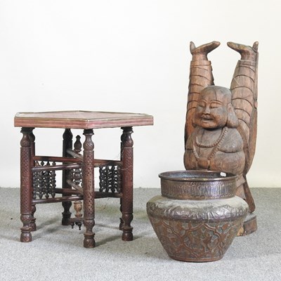 Lot 517 - A carved hardwood table base, in the form of a...