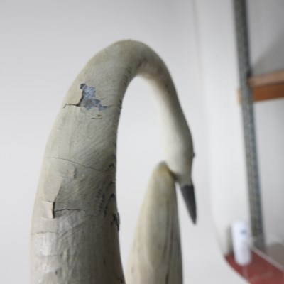 Lot 16 - Guy Taplin, b1939, Egret, painted driftwood...