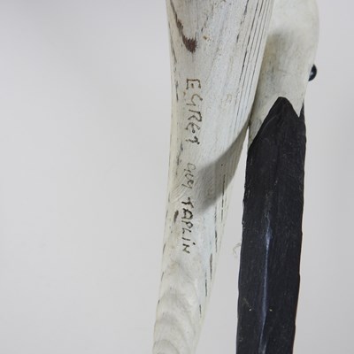 Lot 16 - Guy Taplin, b1939, Egret, painted driftwood...