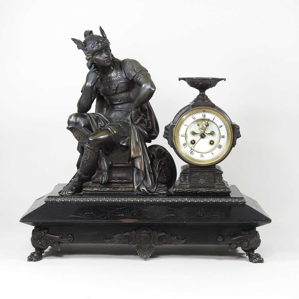 Lot 53 - A 19th century gilt spelter figural mantel...