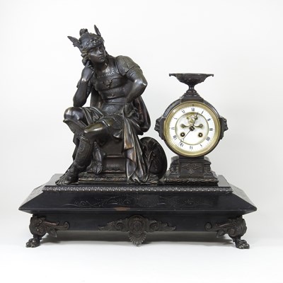 Lot 53 - A 19th century gilt spelter figural mantel...