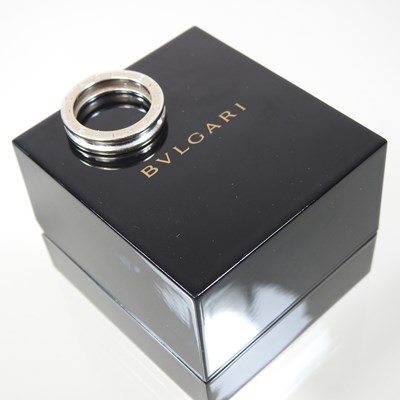 Lot 23 - A Bulgari 18 carat white gold ring, of plain...