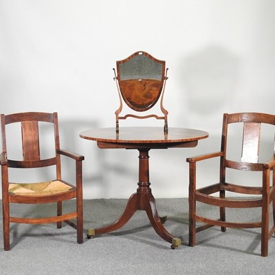 Lot 502 - A pair of Arts and Crafts oak rush seated...