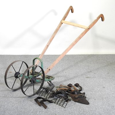 Lot 34 - A vintage farm hoe, stamped Planet JR, with...