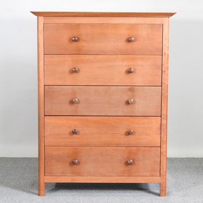 Lot 765 - A modern beech chest, of five long drawers