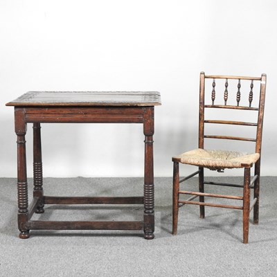 Lot 776 - An 18th century oak side table, together with...