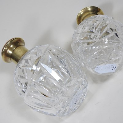 Lot 30 - A cut glass scent bottle, with a gilt and blue...