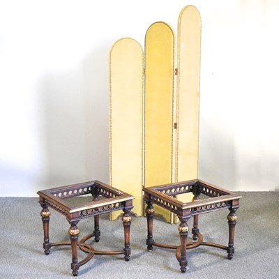 Lot 803 - A three-fold dressing screen, together with a...