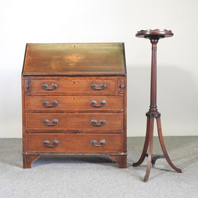 Lot 773 - An Edwardian mahogany and inlaid bureau,...