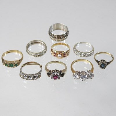 Lot 6 - An antique 15 carat gold, pearl and ruby ring