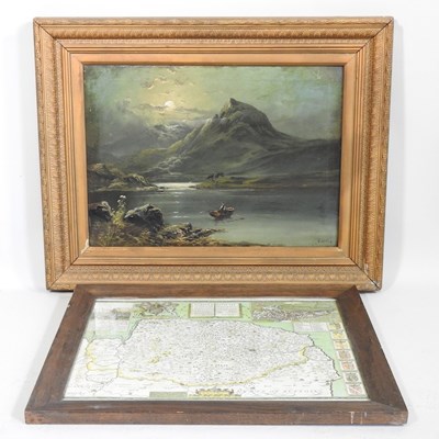 Lot 778 - G Lesly, 19th century, moonlight mountain...