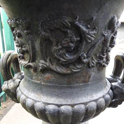 Lot 5 - A pair of impressive black painted cast iron...