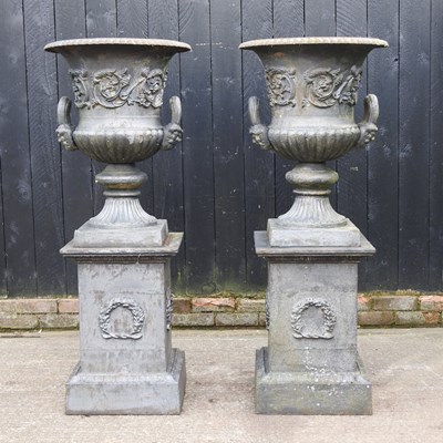 Lot 5 - A pair of impressive black painted cast iron...