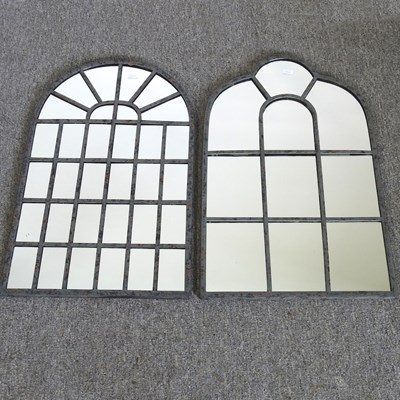 Lot 394 - A small leaded glass mirror, 60 x 36cm...